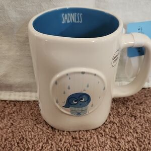 Rae Dunn White Ceramic Mug with Blue Interior - Sadness Design
